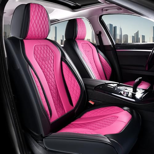 Image of Coverado Auto Seat Covers, Car Seat Covers Full Set, Rose Car Seat Cover, Driver Seat Covers Front Seats Rear Seat Cover, Luxury Car Seat Cushion,Leather Seat Cover Seat Protector Fit for Most Cars