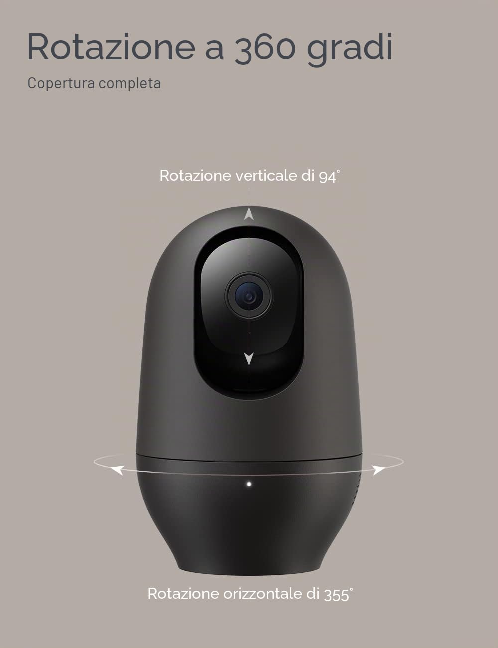 Nooie Telecamera di sorveglianza 2K interna, 360° WLAN baby monitor con fotocamera, telecamera per cani con app, monitoraggio del movimento, visione notturna, audio bidirezionale