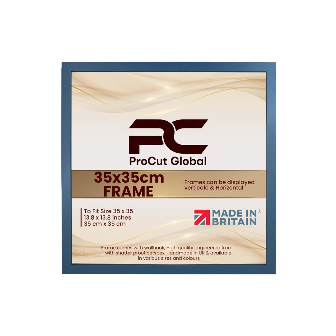 Procut Global 35X35CM Navy Blue Picture Frames – Sleek Wooden Photo Frame with Shatterproof Perspex for Wall or Tabletop – Perfect for Posters, Certificates, Prints–Multiple Sizes & Colors Available