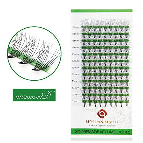 BEYELIAN Premade 10D Ultra Volume Fans Eyelash Extensions Semi Permanent Lash Extensions False Eyelashes (0.05mm 13mm C Curl 108 pcs)
