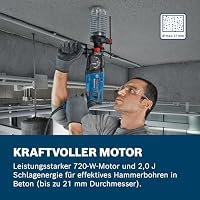Bosch Professional Bohrhammer GBH 2-21 (mit SDS pPus, inkl. Zusatzhandgriff, Maschinentuch, Tiefenanschlag, Handwerkoffer) Battery Powered – Ansicht 3