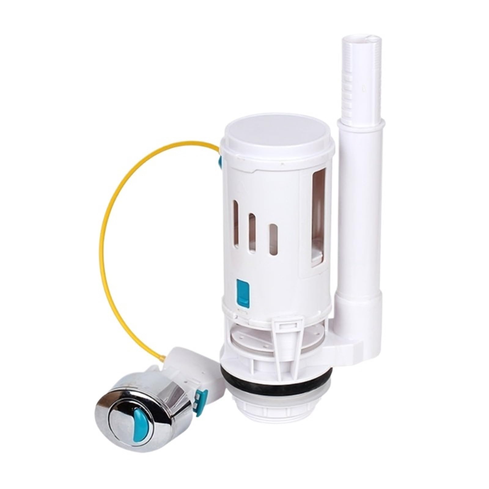 Ygleeuli White-Integrated Toilet Cistern Flush Valve Universal Flush Replacement Valves Side-Press Double Drain Toilet Tanks Component For Water Discharge(White-Integrated)