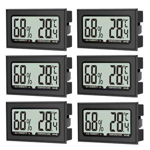 Luftfeuchtigkeitsmesser Thermometer Hygrometer Mini Digital Temperatur Raumthermometer für Innen Büro Wohnzimmer Schlafzimmer (6PCS)