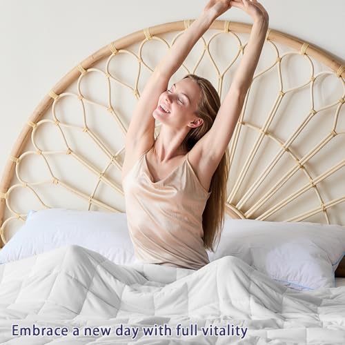 Image of yescool Weighted Blanket for Adults (17 lbs, 60 inch x 80 inch,White) Cooling Heavy Blanket for Sleeping Perfect for 160-180 lbs, Queen Size Breathable Blanket with Premium Glass Bead, Machine Washable