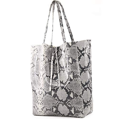 T163 - Ital. Large shopper bag with leather inner pocket