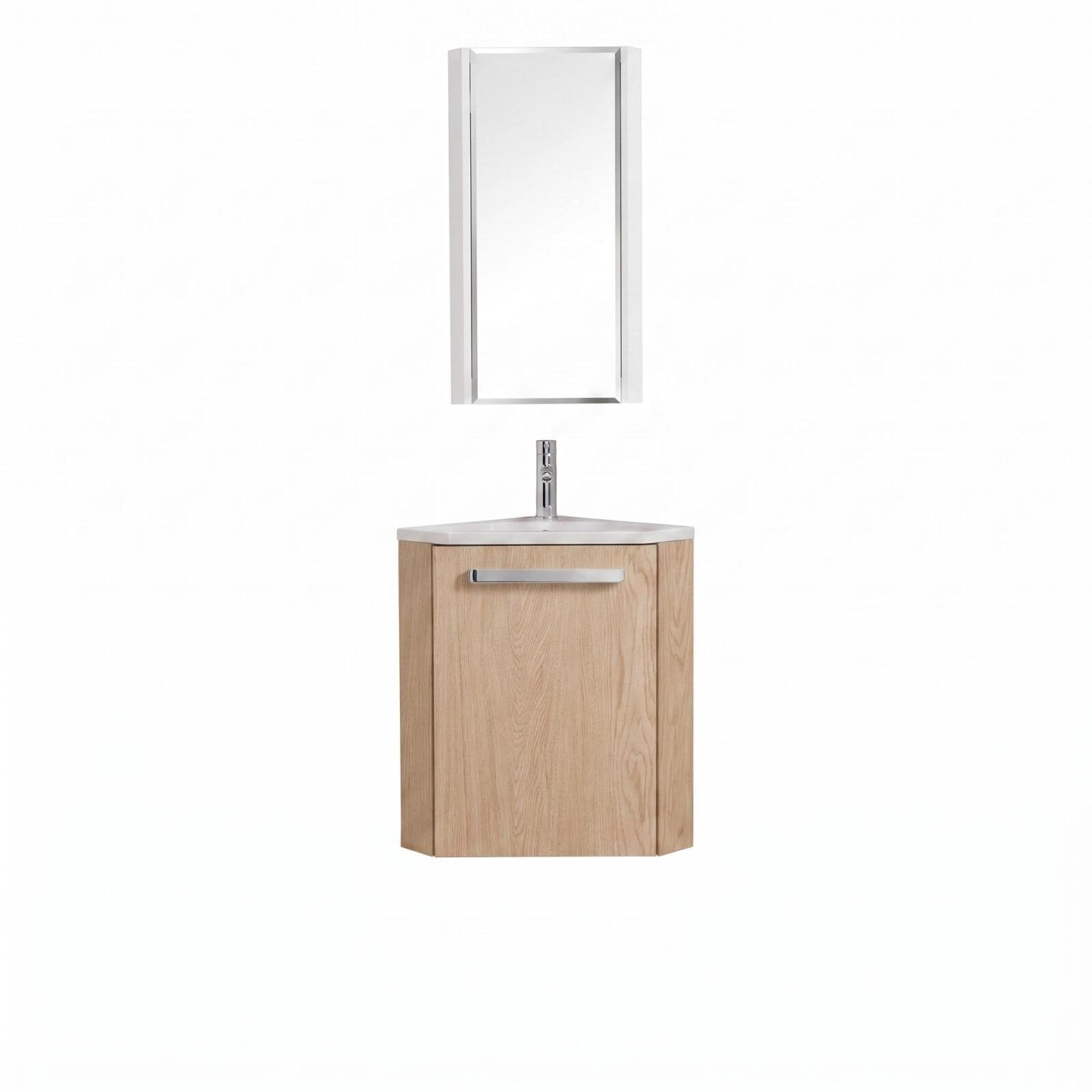 MOB-IN Ensemble Lave-Mains Angle Suspendu SKINO avec Robinet et Armoire d'angle