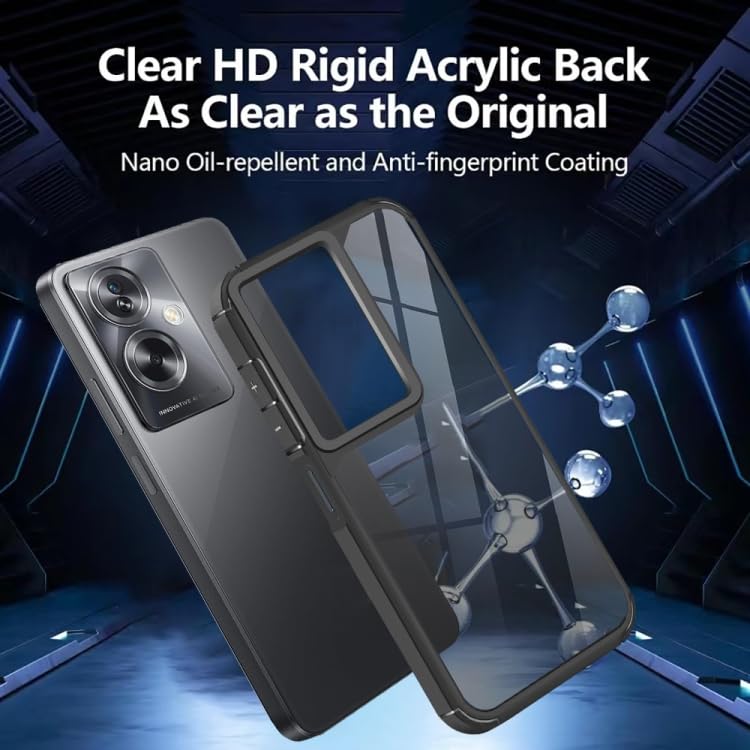 Image of SHINESTAR Ultra Slim Clear Back Cover for Oppo A79 5G, Transparent Hybrid Hard Shell Plastic & Soft Silicone Rubber Bumper, Non-Yellow Acrylic Protective Cover for Oppo A79 5G - Black
