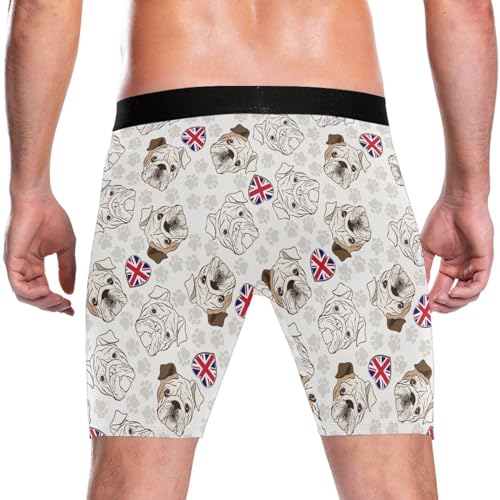 Mens Boxer Briefs English Bulldog Heart Flag Underwear Comfy Breathable 6" Boxer Brief with Fly3