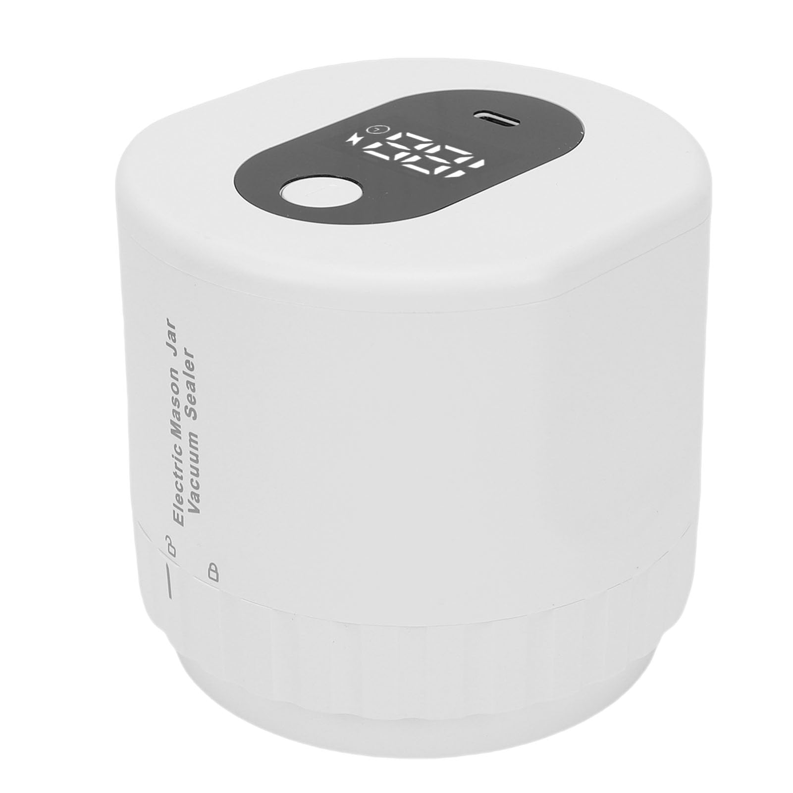 Fockety Kit de Scellage Sous Vide électrique pour Bocaux Mason, 5 Couvercles de Bocaux à Large Bouche, 5 Couvercles de à Bouche Régulière, Portable sans Fil, 1200 MAh, Chargeur (WHITE)