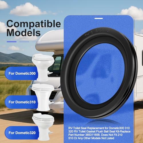 Image of 2 Pack RV Toilet Seal Replacement for Dometic 300, 310, 320 Series, Toilets Seal Gasket Kit Replace Part 385311658, Durable Rubber, Easy Installation, Fix Leakage & Odor, for Camper /Travel Trailers