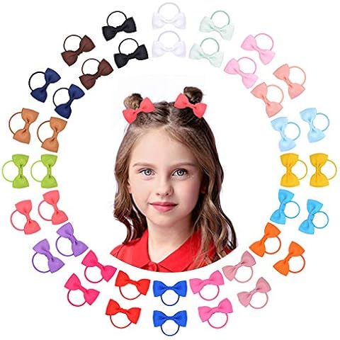 40pcs Baby Girls Hair Bows Hair Ties Elastic Headband Ponytail Holder Rubber Band Hair Ropes Hair Accessories for Kids Toddlers Little Girls Cover