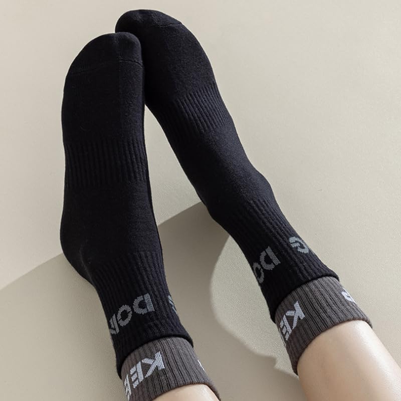 Yoga socks, professional sports anti-slip mid-calf floor socks, dance, indoor fitness, running, black and white, four seasons 2 black 2 gray *4 pairs2