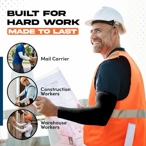 Image of ARMORAY Arm Sleeves for Men or Women - Compression Warmers to Cover Tattoo - for Basketball Golf Running Football Cycling or Sun Protection