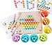 ANPEAC Holz Montessori Spielzeug,Clip Perlen Puzzle Brettspiele, Mathe Lernspielzeug,Kinder Vorschule Farben Sortier Stapelspielzeug für 3 4 5 Jahre alt Kinder