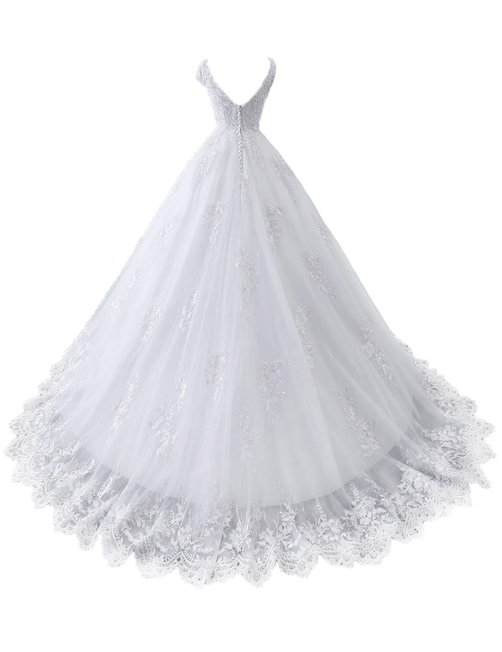 Vestido de Encaje en V con Letra a, WZEFEIO, Blanco, 40