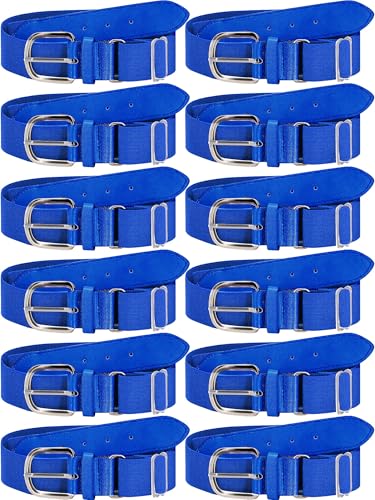 ROLVNHTV 12 Pieces Youth Baseball Belts Blue Bulk Softball Belts Packs Elastic PU Leather Uniform...