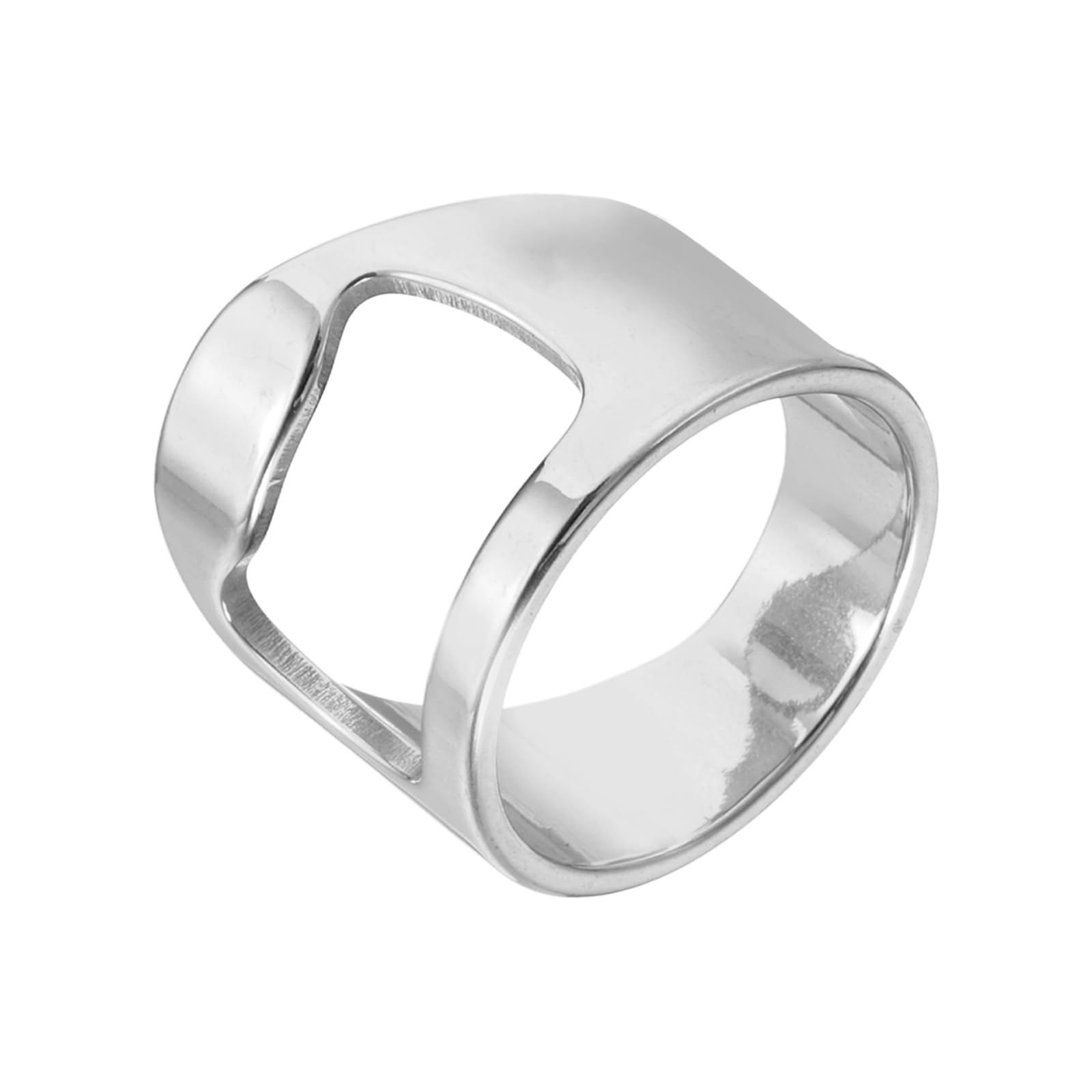 sourcing map Bottle Opener Rings, Titanium Steel Ring Bottle Cap Opener Creative Finger Thumb Beer Opening Tool for Men Women Party Bar Present Decor Supplies Bartender Tools, Size 8, Silver