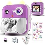 Camara de Fotos Instantaneas Doble Lente de 48MP, Video 1080P, Impresión Térmica, 4 Rollos de Papel – Filtros Divertidos & Juegos – App Bluetooth, Tarjeta de 32GB – Regalo para Niñas & Niños - Morado