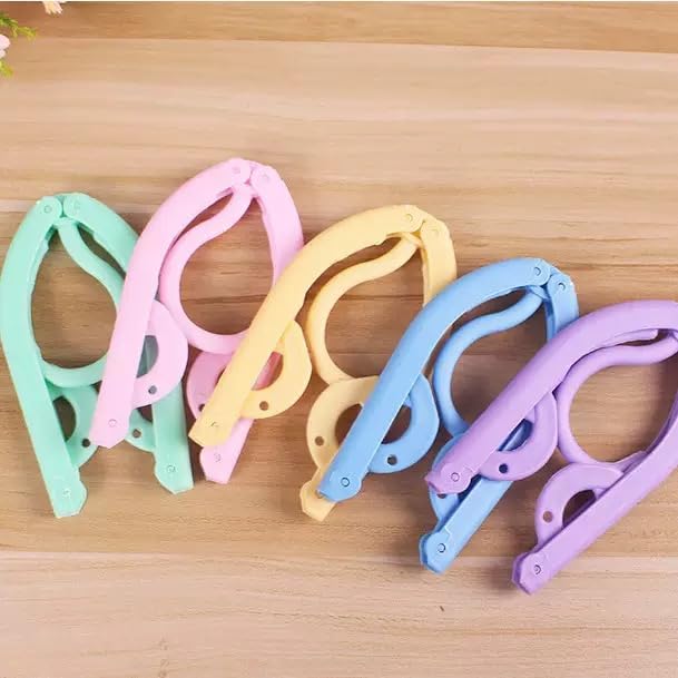 10pc Multiple Color Travel Hangers, Portable Folding Clothes Hanger Plastic Accessories Foldable Drying Rack for Camping Home Use