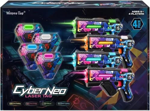 Laser Tag Set of 4, Lazer Tag Guns & Vests, Gift Ideas for Kids Teens and Adults, Cool Birthday Christmas Toys for Teenage Ages 8 9 10 11 12+Year Old Boy & Girls