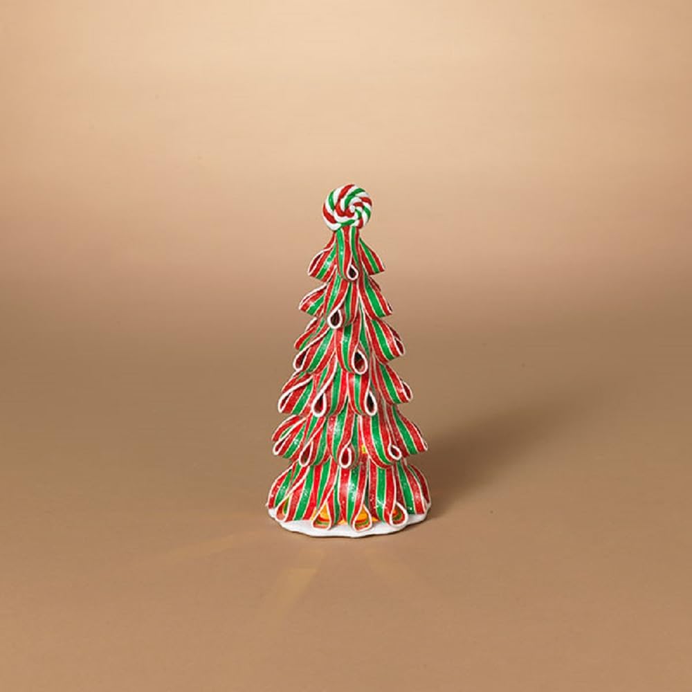 Gerson Battery Operated Lighted Clay Dough Holiday Candy Tree, 9.5 inch Height