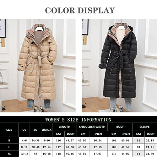 ZHZHUANG Women's Long Down Jacket Parka Weerbestendig En Warm, Lichte En Ademende Winterjas Puffer Coats/Black/M - Image 5