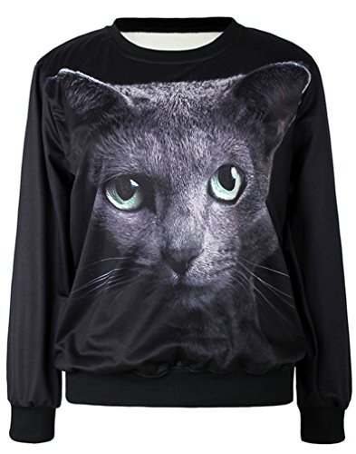 Thenice Women's Digital Print Pullovers Sweatershirts Russian Blue