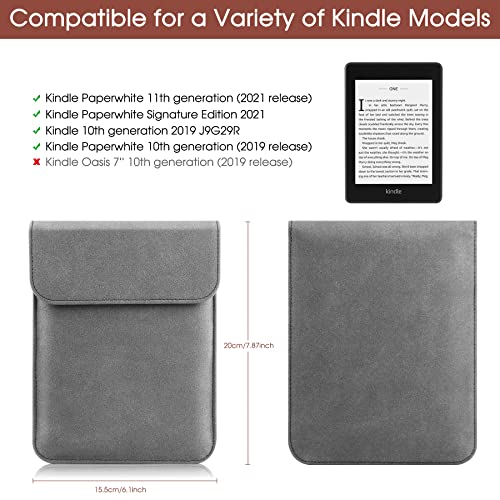 HoYiXi Custodia a Tasca per 6.8'' Kindle Paperwhite 11a Generazione 2021/Kindle Paperwhite Signature Edition 2021/Kindle 2019 Custodia Sleeve per 6 - 6.8'' Kindle Kobo E-reader E-book, Grigio - Image 3