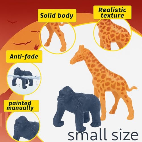 Image of 6-Pcs Small Jungle & Forest Animal Toy Set for Kids | Full Action Wild Animal Figures - Cartoon Lion, Tiger, Elephant |Miniature Zoo Animals for Boys & Girls Age 2-5 Years | Pretend Play Set