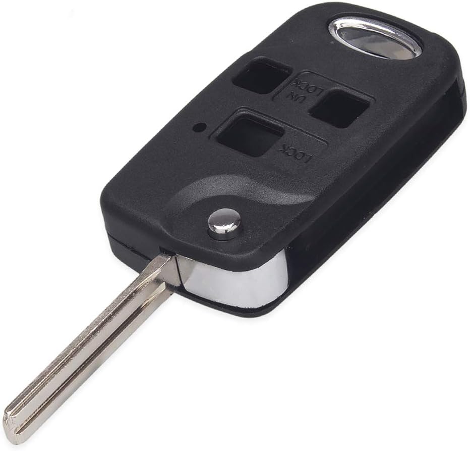 RSFOW 3 Button Flip Folding Remote Key Fob Case Shell Compatible With Lexus IS200 GS300 RX300 LS400 Es Rx Lx Gs Series No Chips Inside