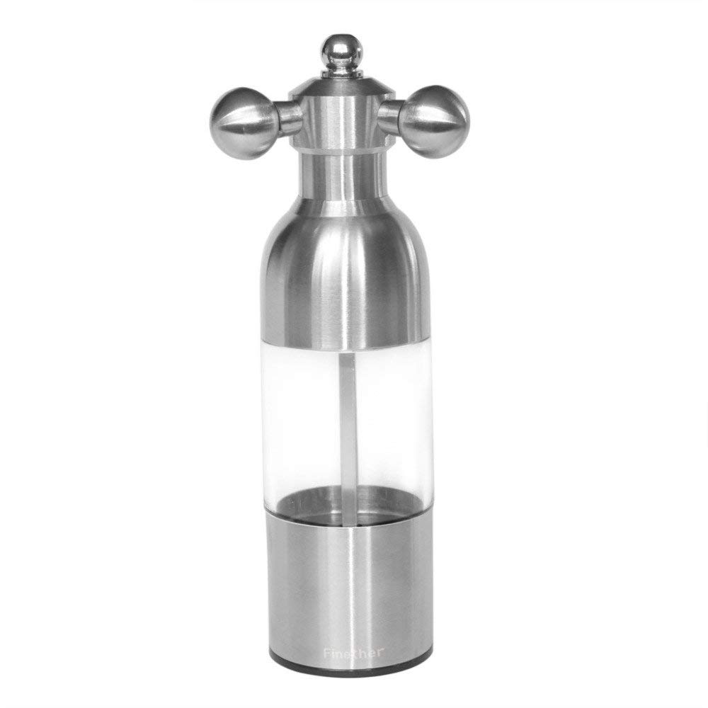 STORE99® IT : Finether 7.1'' Silver Adjustable 304 Stainless Steel Grinding Mechanism Spice Salt Pepper Grinder Manual Mill Cooking Tools