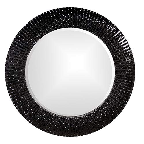 Image of Howard Elliott Bergman Big Round Mirror for Wall Decor, Black Mirror with Starburst Effect, Modern Large Circular Hanging Wall Vanity Mirror for Living Room, Bathroom or Entryway, 32 x 32 Inch