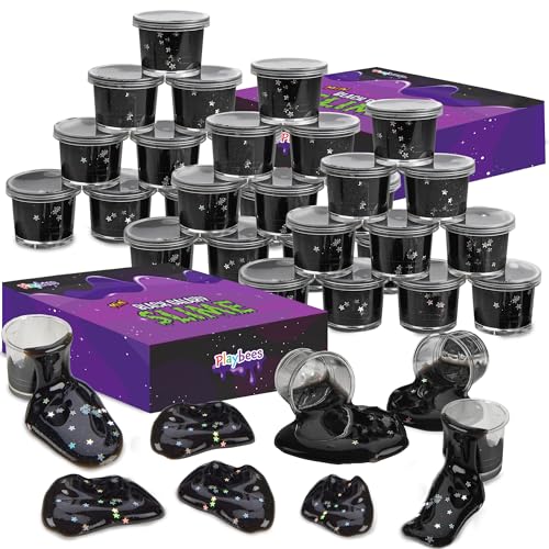 Black Nebula Slime - 48 Pack - Galaxy Star Slime Party Favors for Kids - Non-Sticky, Stress Relief, Arts & Crafts