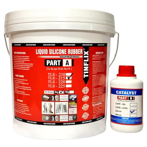 Image of TLS-215 Liquid Silicone Rubber Kit (5kg Silicone & 250ml Catalyst) for Soap, Candle, and Resin Art Mould Making | High Hardness, Detailed Reproduction, Smooth Finish, Heat Resistant.