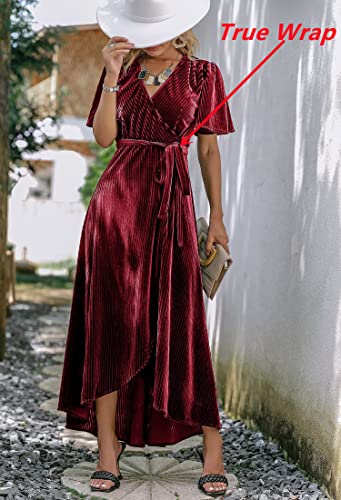 Image of BerryGo Women's Velvet V Neck Wrap Semi Formal Dress Cocktail Party Maxi Dress for Wedding Guest