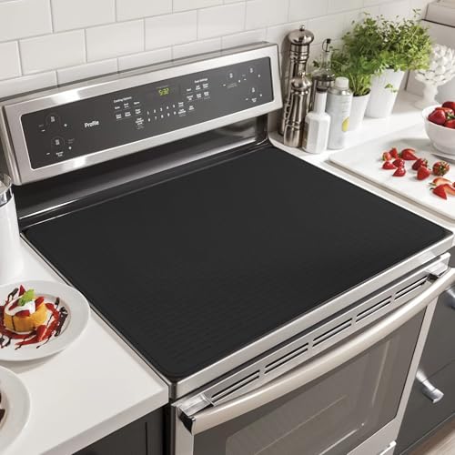 Image of Stove Top Cover for Electric Stove- Range Covers for Electric Stove,Silicone XXL Dish Drying Mat, Glass Cooktop Covers, Flat RV Range top Mats (Black, 36 inchx21 inch)
