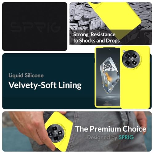 Image of SPRIG Compatible with Oneplus 12R Premium SilkTone Back Cover Drop Tested Shock Proof Mobile Case for Men, Women, Boys and Girls with Camera Protection (Shining Yellow)