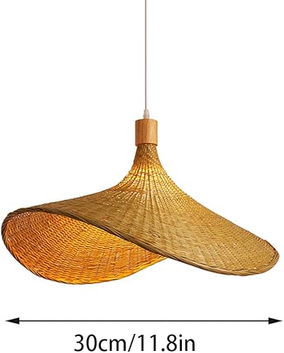 Miniatura 8 de CSSYKV Lámpara de araña de mimbre tejida a mano creativa para colgar en el techo, lámpara colgante de bambú tejida a mano, lámpara colgante de bambú