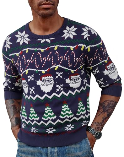 Terecey Herren Strickpullover Langarm Rundhalsausschnitt...