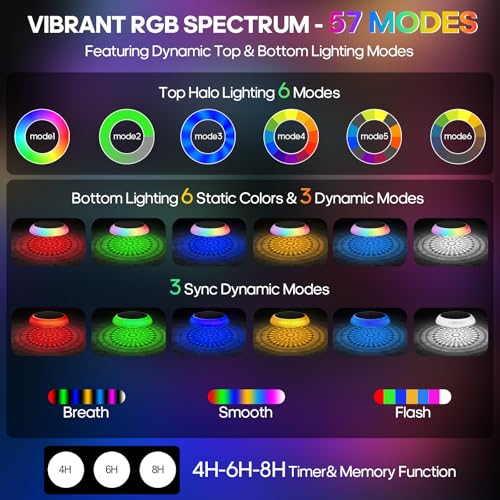 Image of Solar Floating Pool Lights, 6.5in 3200mAh RGB Up and Down Color Changing
