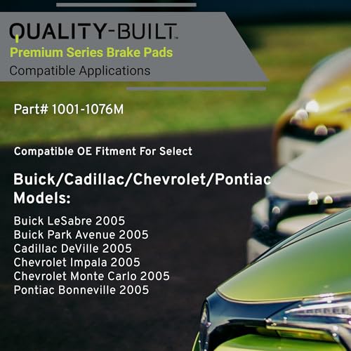Image of QUALITY-BUILT Front Semi-Metallic Brake Pads, Premium 1001-1076M, Compatible with 2005-2005 Buick /Cadillac /Chevrolet /Pontiac (Bonneville,DeVille,Impala,LeSabre,Monte Carlo,Park Avenue)