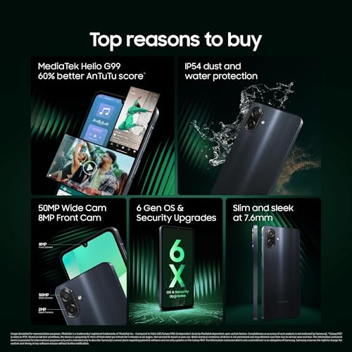 Image of Samsung Galaxy M07 Mobile (Black, 4GB RAM, 64GB Storage) | MediaTek Helio G99 | AnTuTu 624K | IP54| 50MP Camera | 7.6mm Slim | 5000mAh Battery | 25W Fast Charging | 6 Gen OS Upgrades | Without Charger