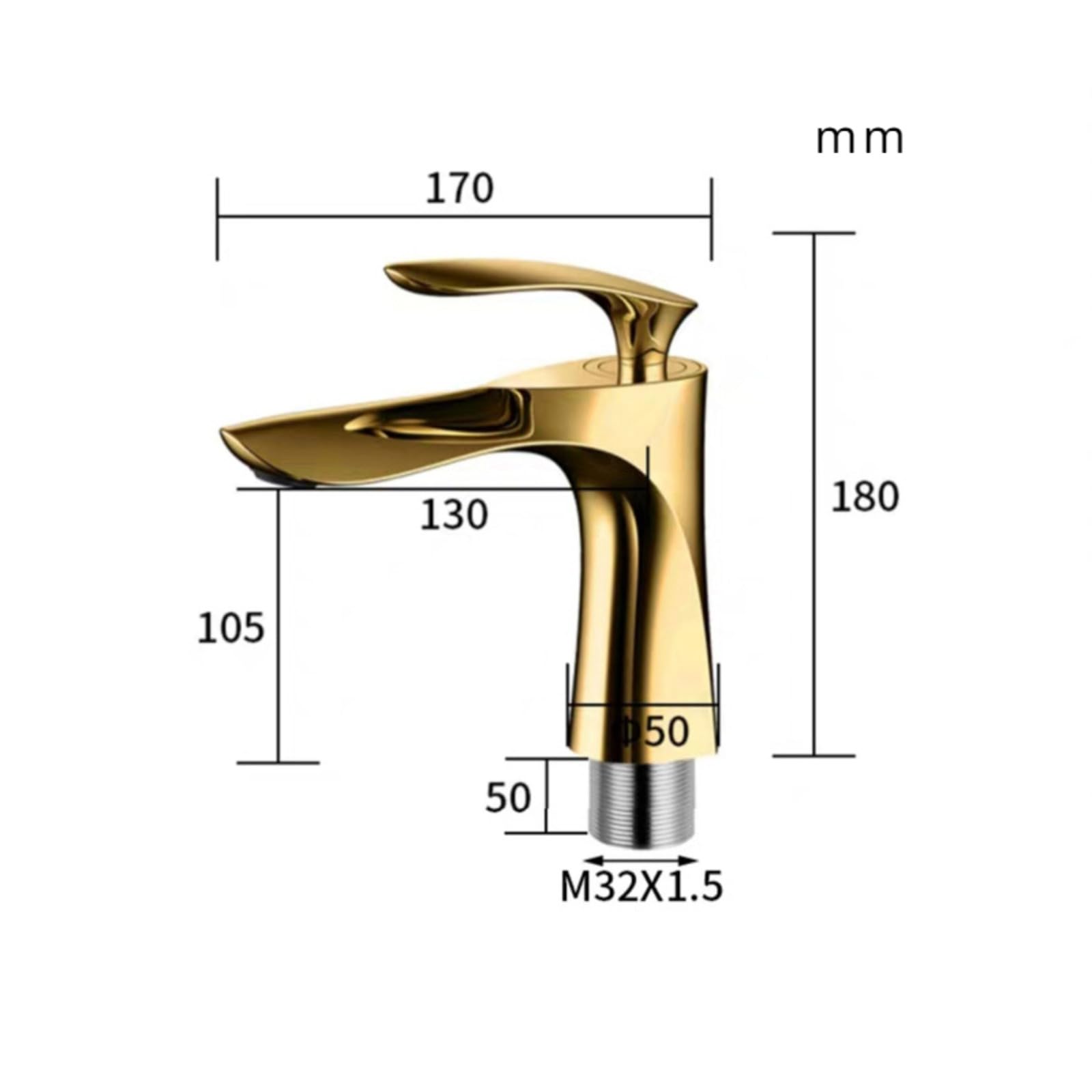 Grifo de baño dorado para agua fría y caliente, grifo mezclador de latón para lavabo, grifo montado en cubierta de un solo agujero (dorado corto)