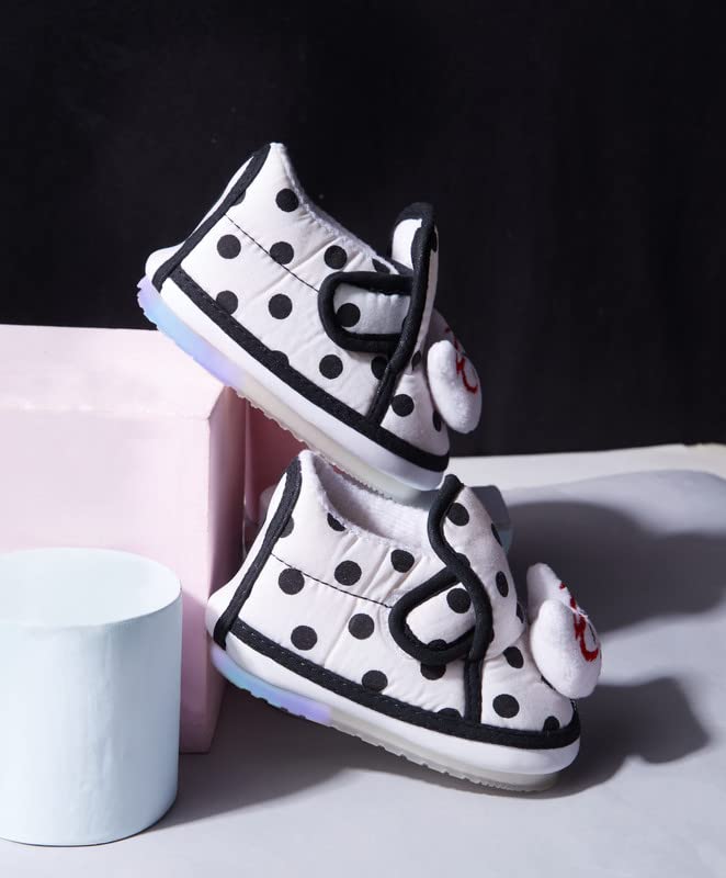 CHIU Led Chu-Chu Black Polka Print Shoes with Double Strap for Baby Boys & Baby Girls (for 12-15 Months, 15-18 Months, 18-21 Months, 21-24 Months) 2 51z9W n5sGL
