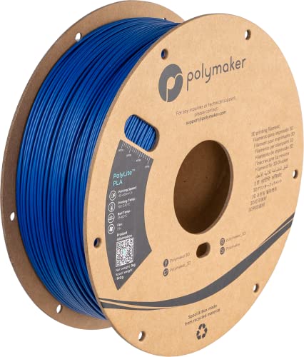 Image of Polymaker PLA Filament, Blue 3D Printing PLA Filament 1.75mm 1kg - PolyLite 3D Printer PLA Filament, Dimensional Accuracy + /- 0.03mm, Compatible with Most 3D Printer, Blue
