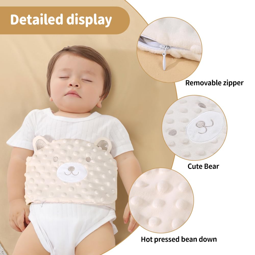 Cinturón anticólico para bebé, Cojín de huesos de cereza, Cinturón anticólico para dolores abdominales y flatulencias, Microondas o Horno, Hipoalergénico y Lavable, Cojín de grano 100% algodón