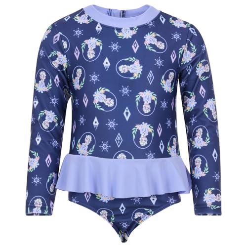 Disney Frozen Queen Elsa Toddler Girls UPF 50+ One Piece Bathing Suit Navy 4T