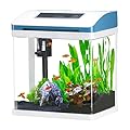Glass Aquarium Small Nano Fish Tank Starter Kits with Filter and 7 Color LED Light 7.5L Mini Aquarium Complete Set Up for Cold Water Tropical Fish Betta Shrimp Goldfish Desktop Office Room Decor Gifts
