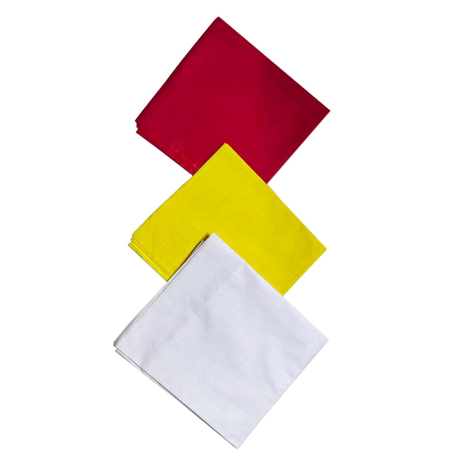 Pure Cotton Pooja Cloth 3-Pic Combo (Red/Yellow/White) 1-mtr, Black