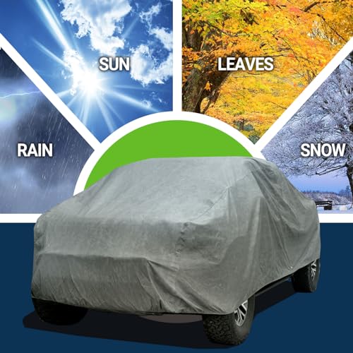 Image of Season Guard All Weather Waterproof Truck Cover, 7-Layer Non-Woven Cotton Truck Covers for Automobiles Car Snow Cover, Full Exterior Covers, Winter Rain Sun Sedan, Grey, Size Truck T2 211 inch-240 inch
